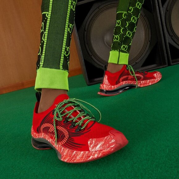 NEW GUCCI Run GG Logo Red/Black Men’s Low Top Sneakers Size G 9.5 US 10 Authent - Picture 8 of 12